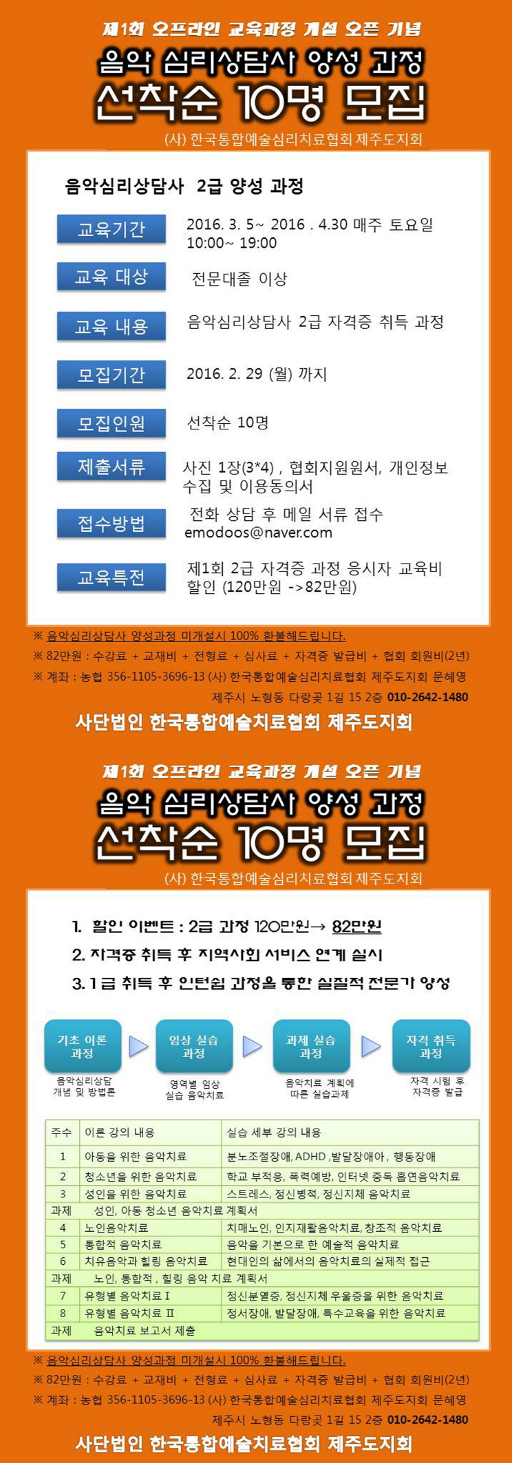 (사)한국 통합예술 심리치료협회 음앗/미술 심리상담사 양성과정 모집