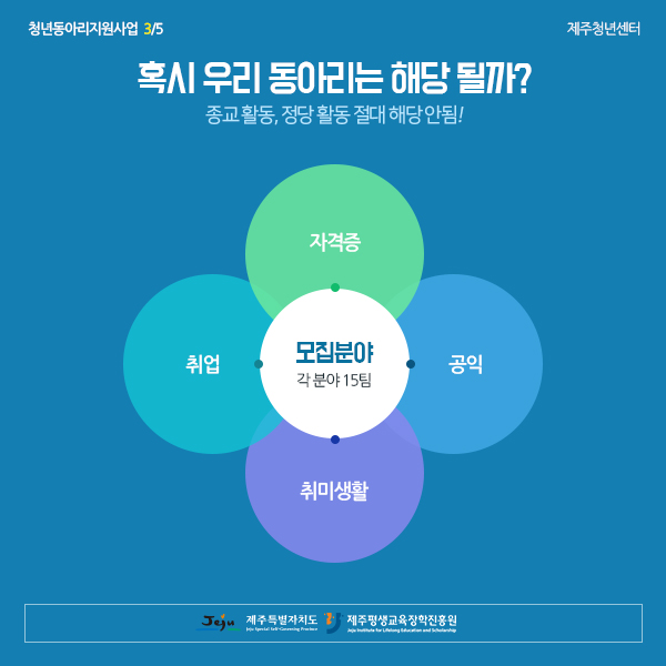 [제주청년센터] <청년 동아리 지원 사업> 안내