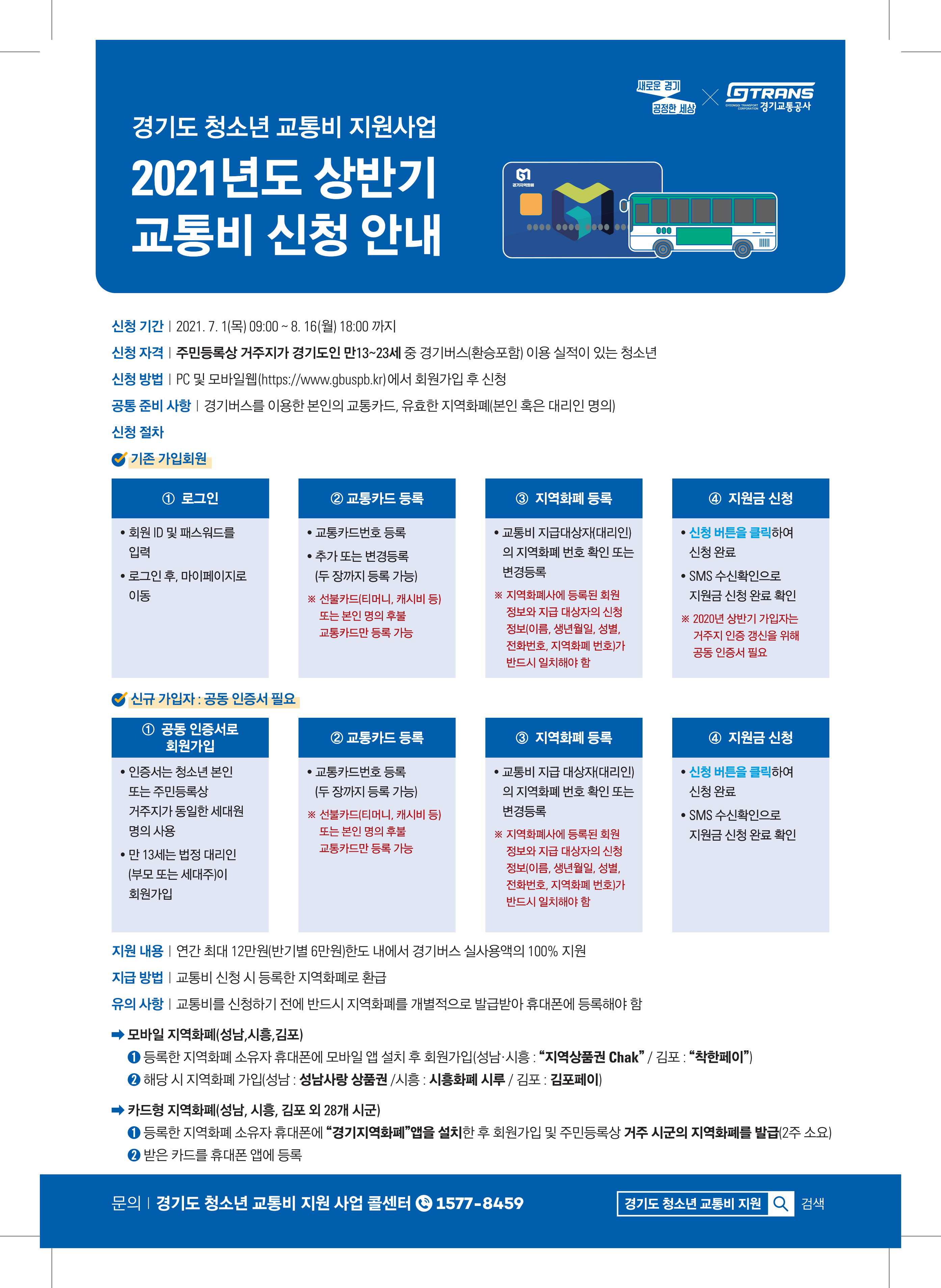 [경기도] 경기도 청소년 교통비 지원 사업 안내