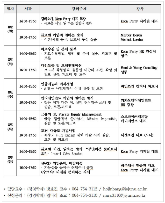 2021 하계 「Korn-Ferry」 가상기업 실습 프로그램 신청 안내