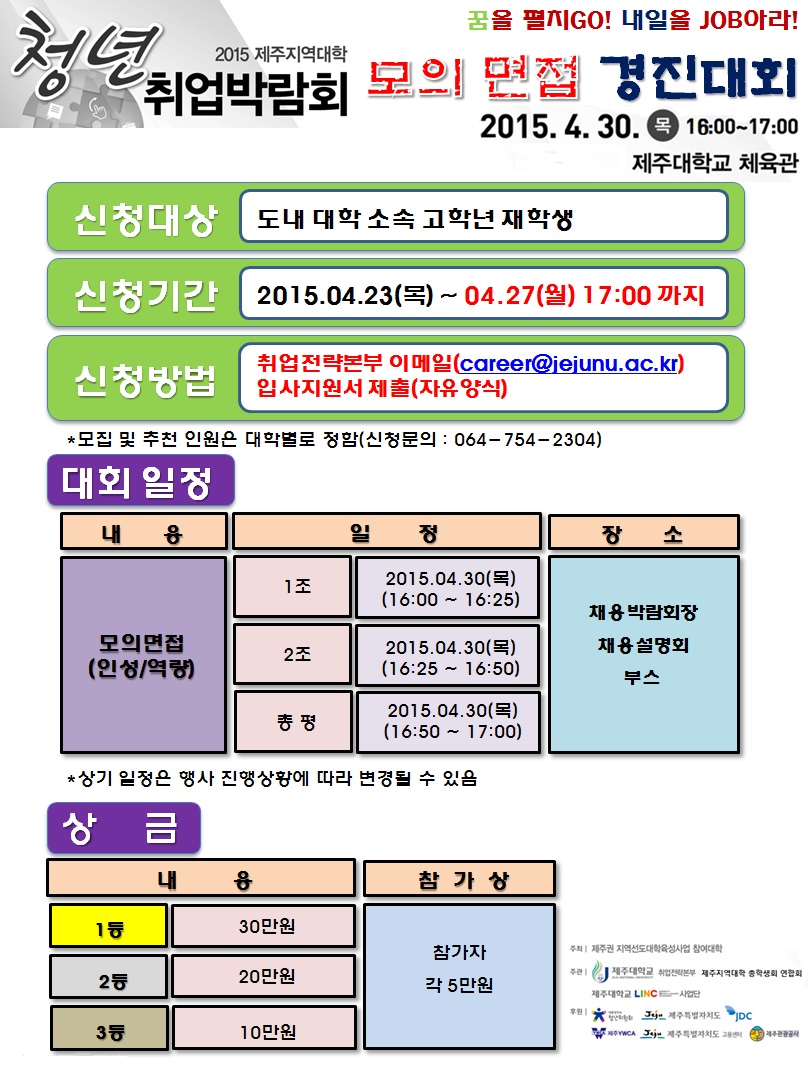 2015 제주지역대학 청년 취업 박람회 모의 면접 경진대회