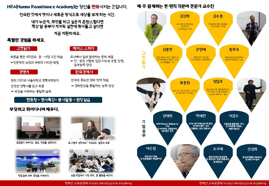 ‘변화’를 만들어 내는 곳, Human Renaissance Academy 10기 모집