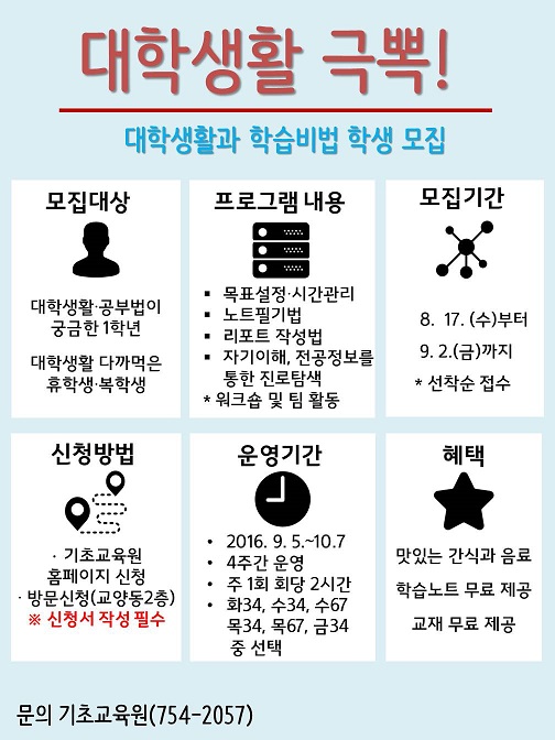 리포트작성법, 시간관리법 얻어가자! 대학생활학습비법 학생모집