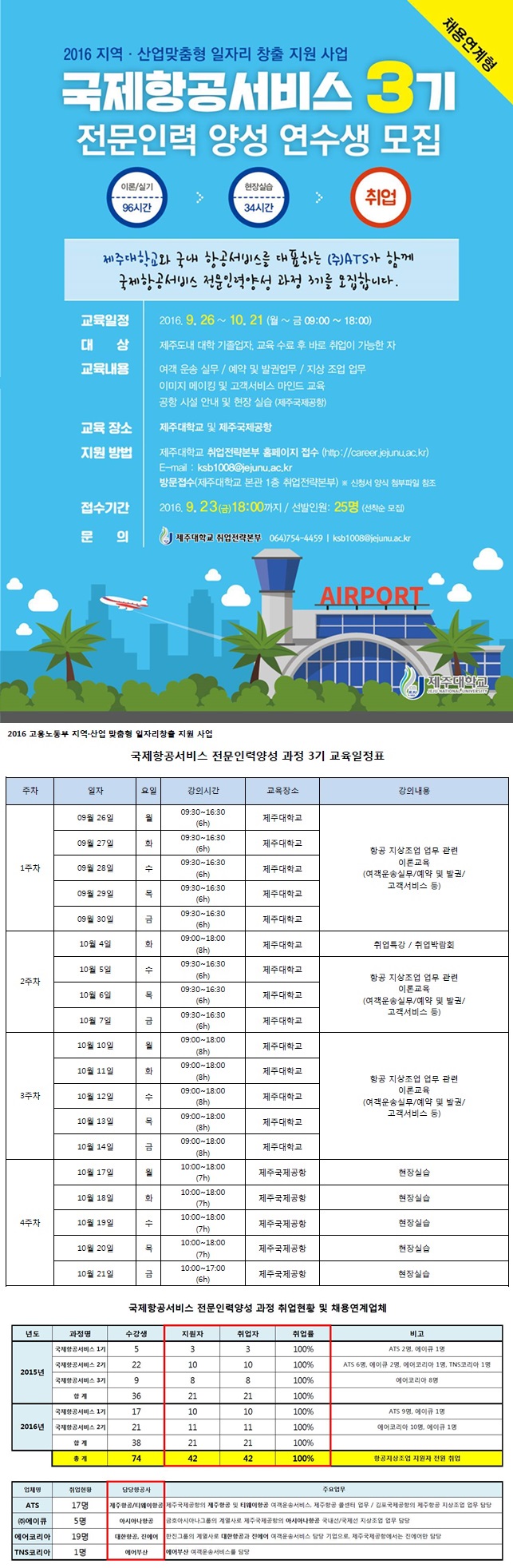 [채용연계, 선착순5명!]국제항공서비스 전문인력양성 과정 3기 교육생 모집