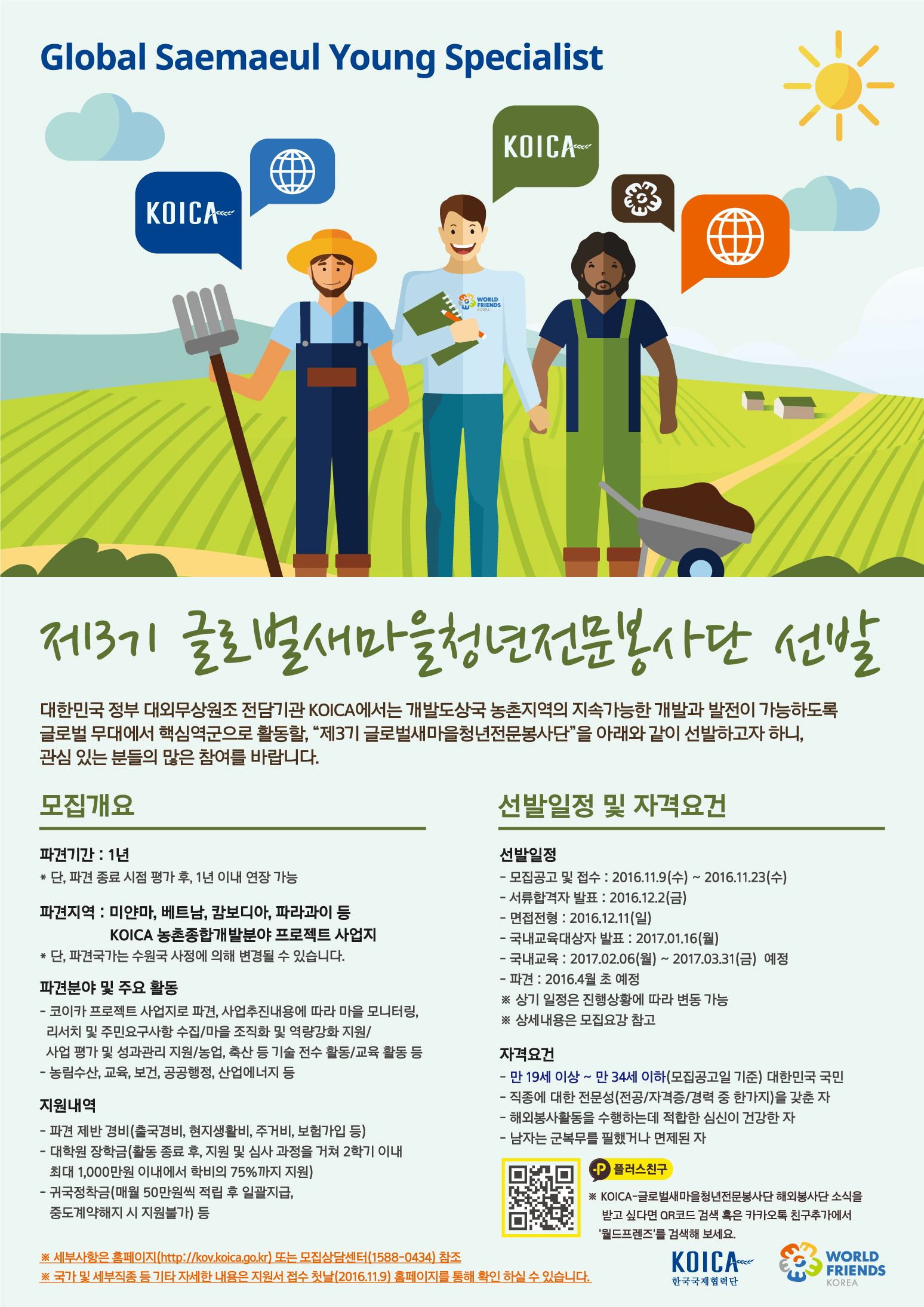 (KOICA) 제3기 글로벌 새마을 청년 전문봉사단 모집(~11.23)