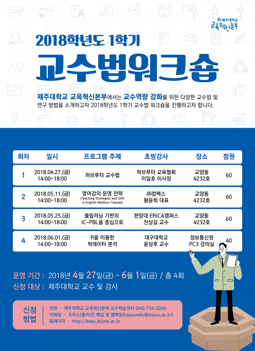 2018학년도 1학기 교수법 워크숍 안내