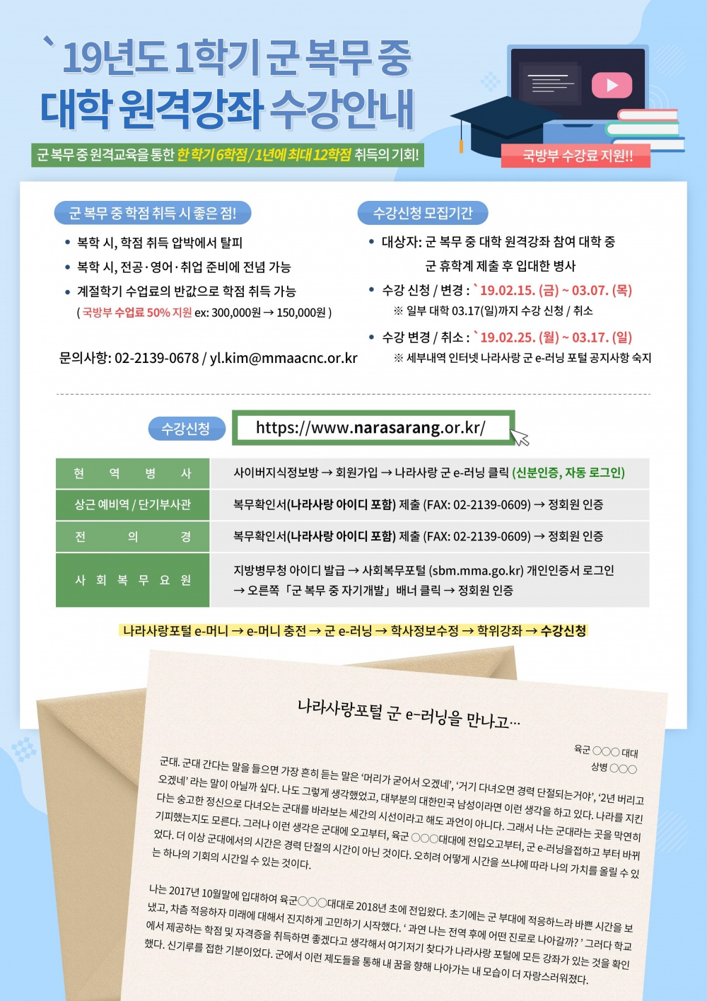 군 복무 중 대학 원격강좌 수강안내