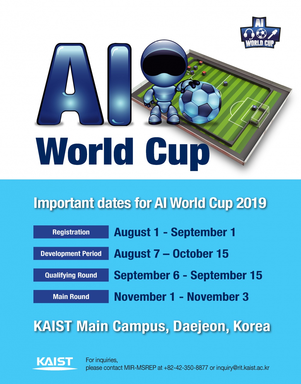 [한국과학기술원(KAIST)] 'AI World Cup 2019' 대회 개최 안내