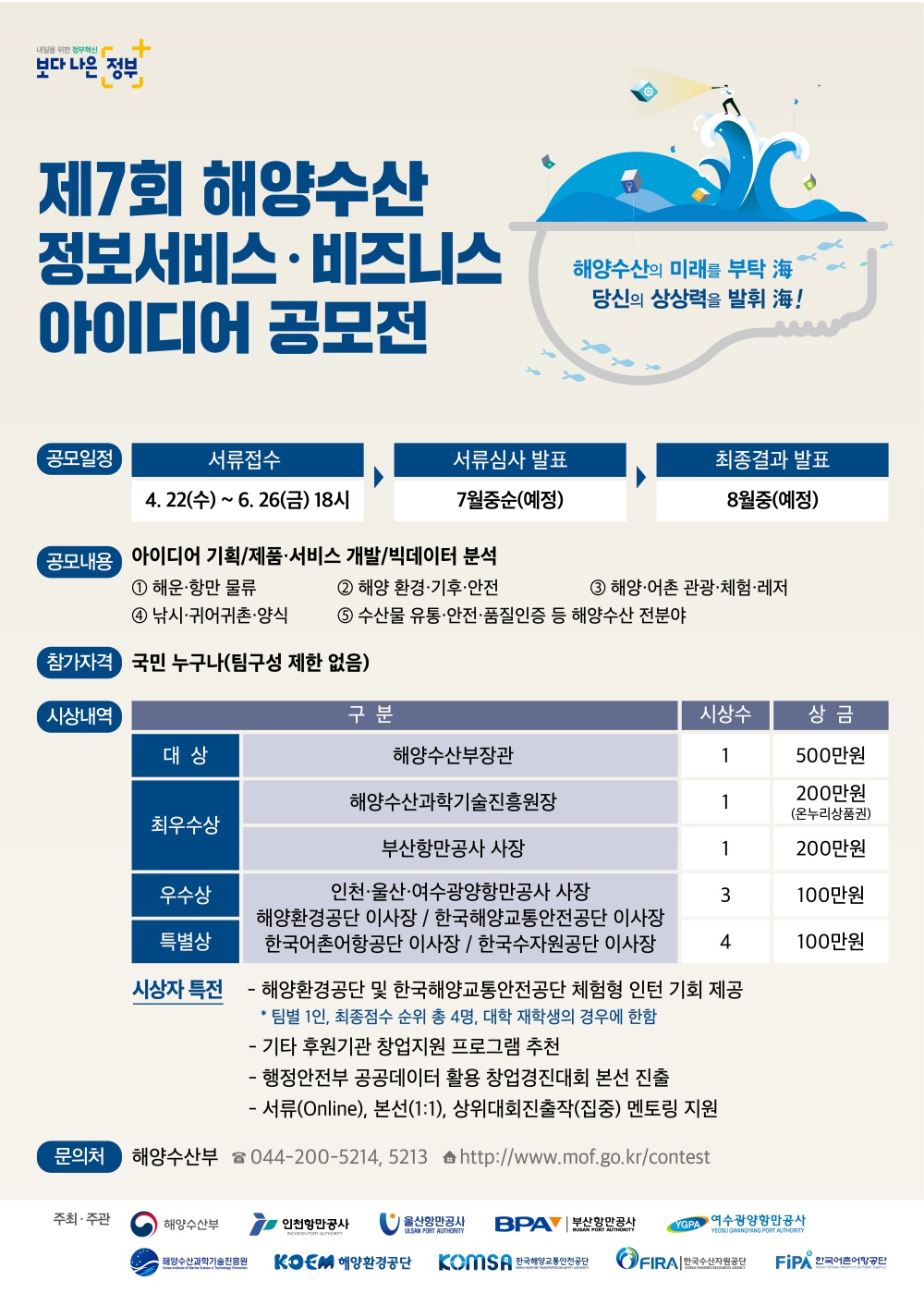 [해양수산부] 제7회 해양수산 정보서비스·비즈니스 아이디어 공모전 안내