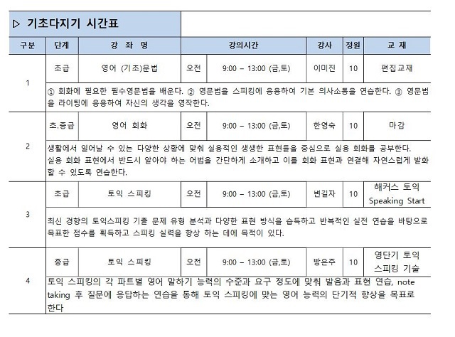 (혁신) 외국어기초다지기 신청 안내