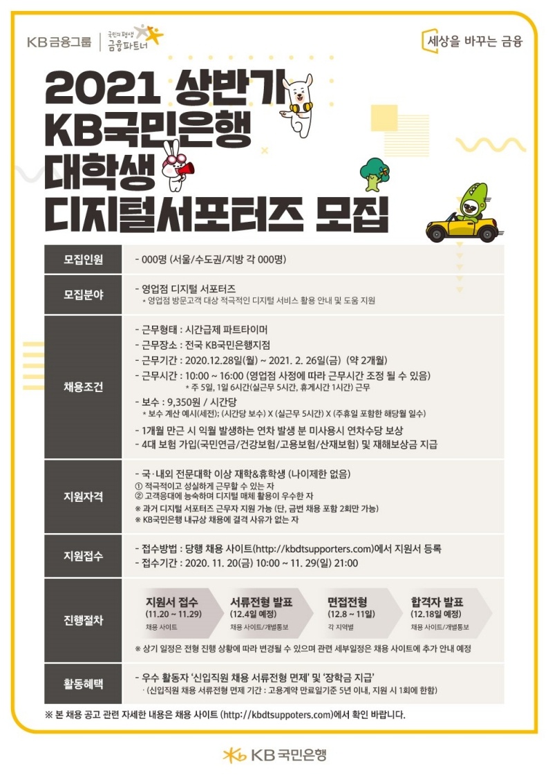 [국민은행] 2021 상반기 KB국민은행 대학생 디지털서포터즈 모집