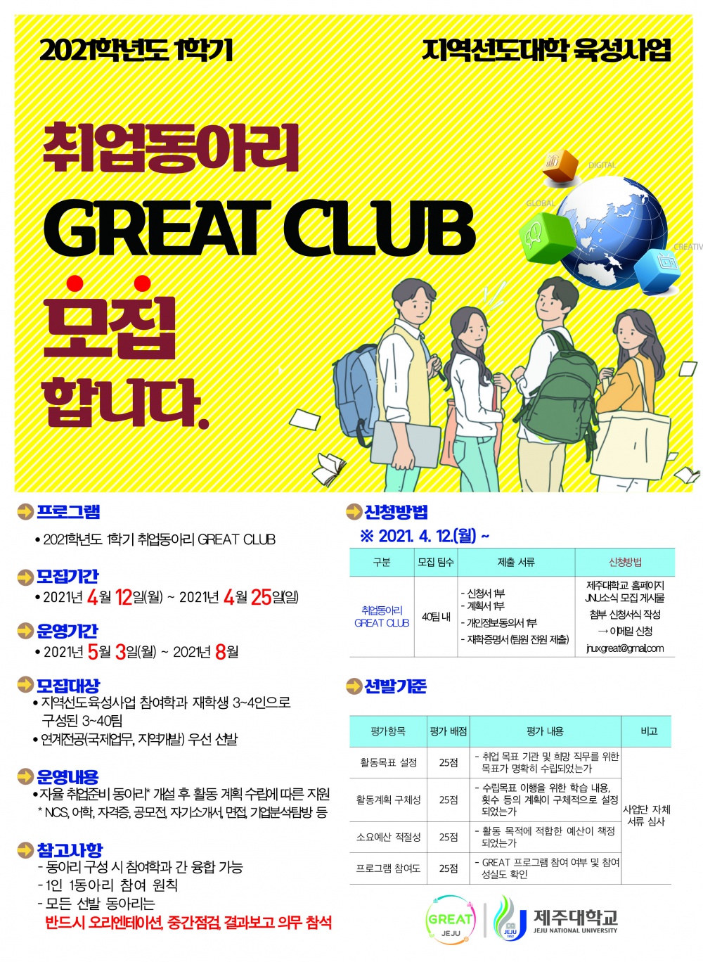 [지역선도] 21학년도 1학기 취업동아리 GREAT CLUB 모집