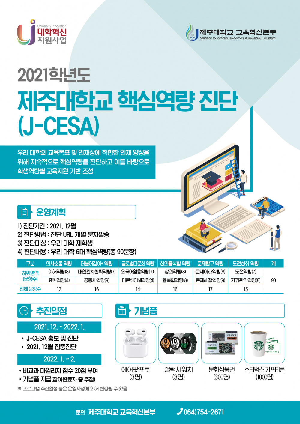 [교육혁신본부] 2021학년도 「제주대학교 핵심역량진단(J-CESA)」 참여 안내