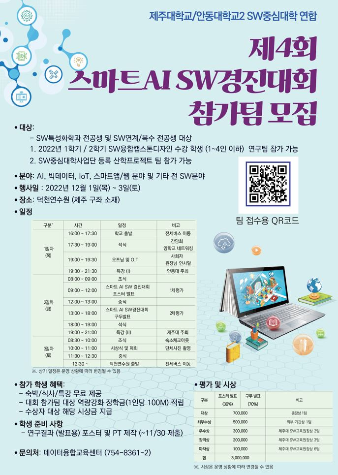 [SW융합교육원]  제4회 스마트 AI SW경진대회 참가팀 모집