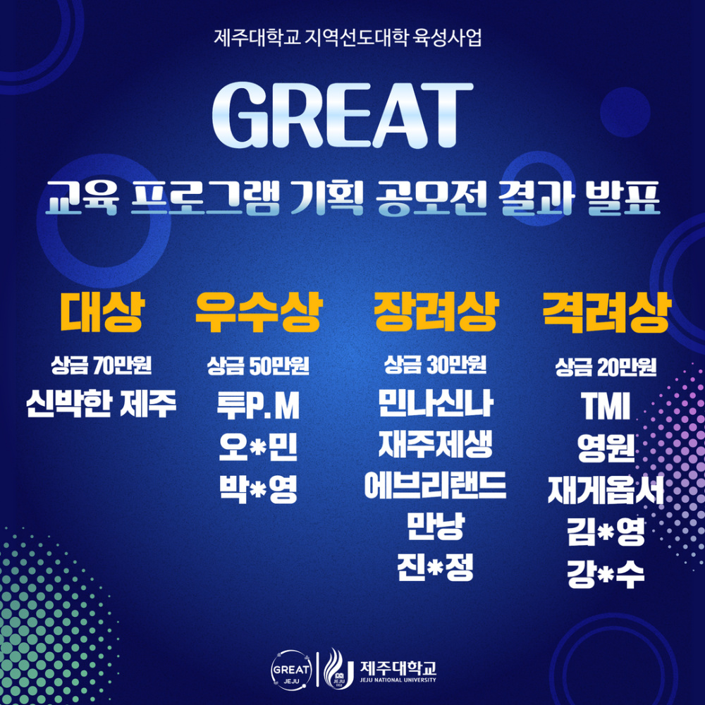 [지역선도] GREAT 교육 프로그램 기획 공모전 결과 발표