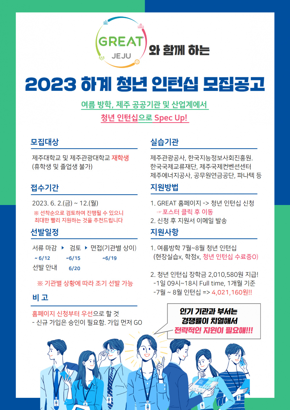 [지역선도] 2023 GREAT 하계 청년 인턴십 모집공고