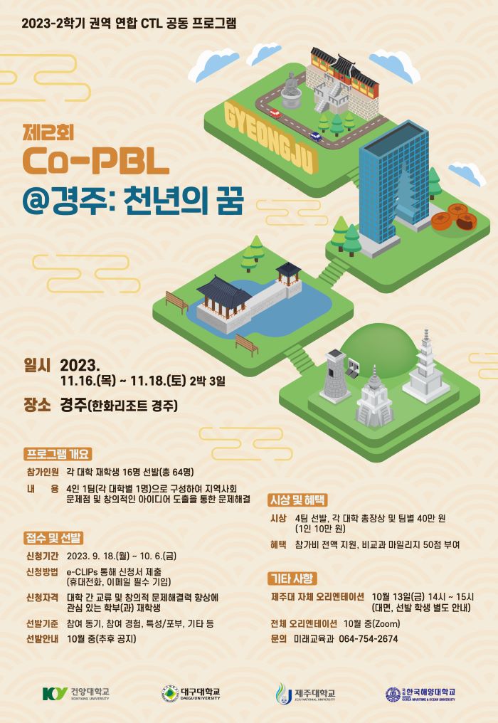 [미래교육과]제2회 지역사회 기반 창의적 문제해결 워크숍(Co-PBL@경주) 참여 학생 모집 안내