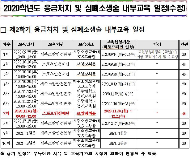 2학기 추가 심폐소생술 교육 일정.JPG